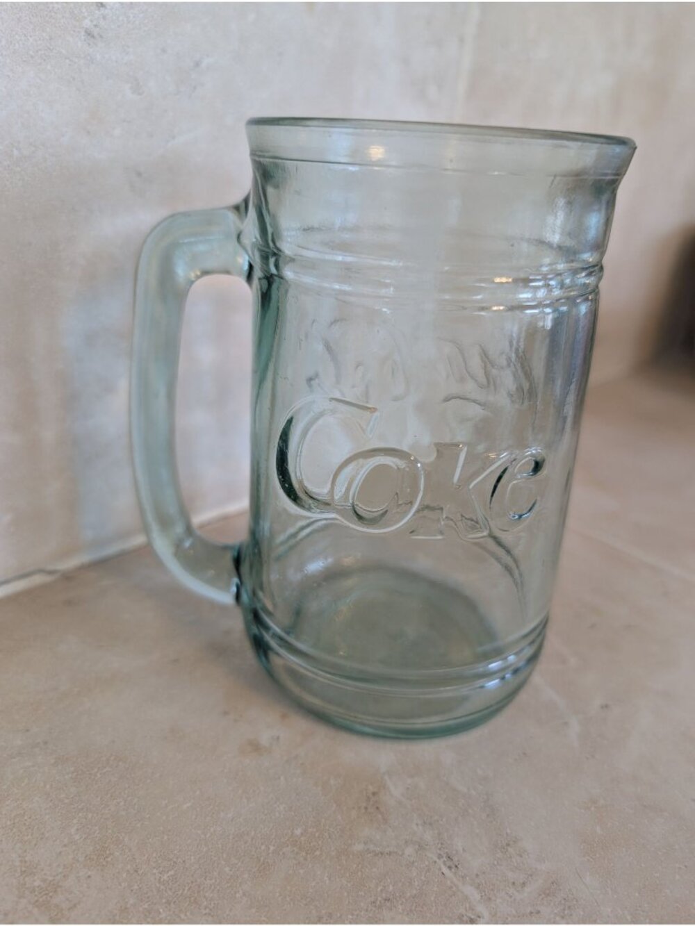 Vintage Coca-Cola Heavy Green Glass Stein Mug 16 oz Classic Collectible